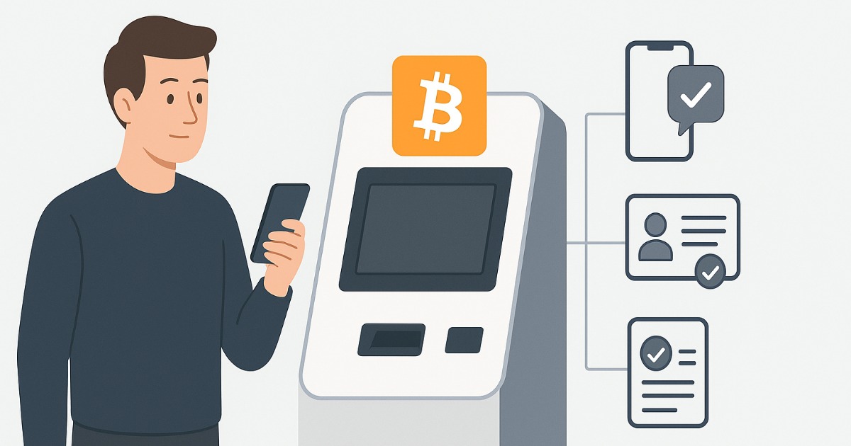 "Concept showing three levels of Bitcoin ATM verification tiers"