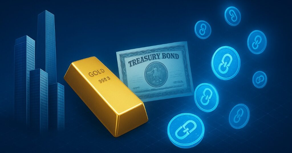 "Real-world asset tokenization transforming physical assets like real estate, gold, and bonds into blockchain-based digital tokens."