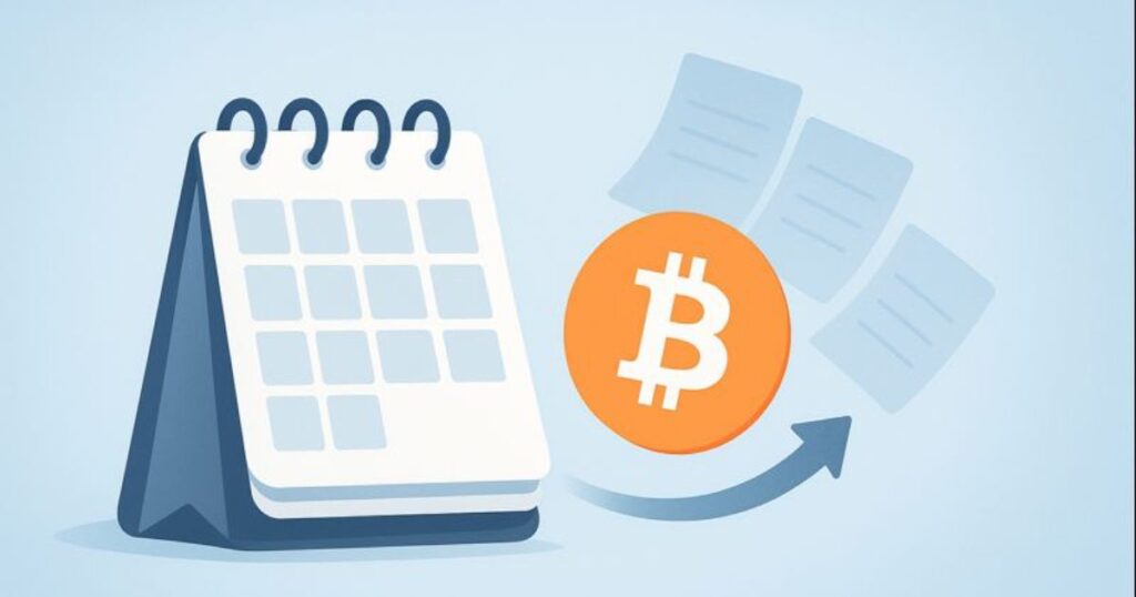 Visual representation of dollar-cost averaging Bitcoin over time