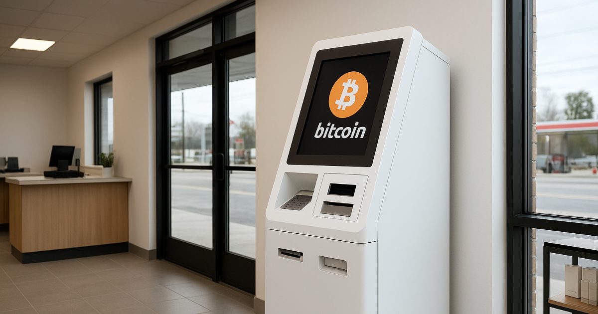 Bitcoin ATM installation inside a small business retail environment.